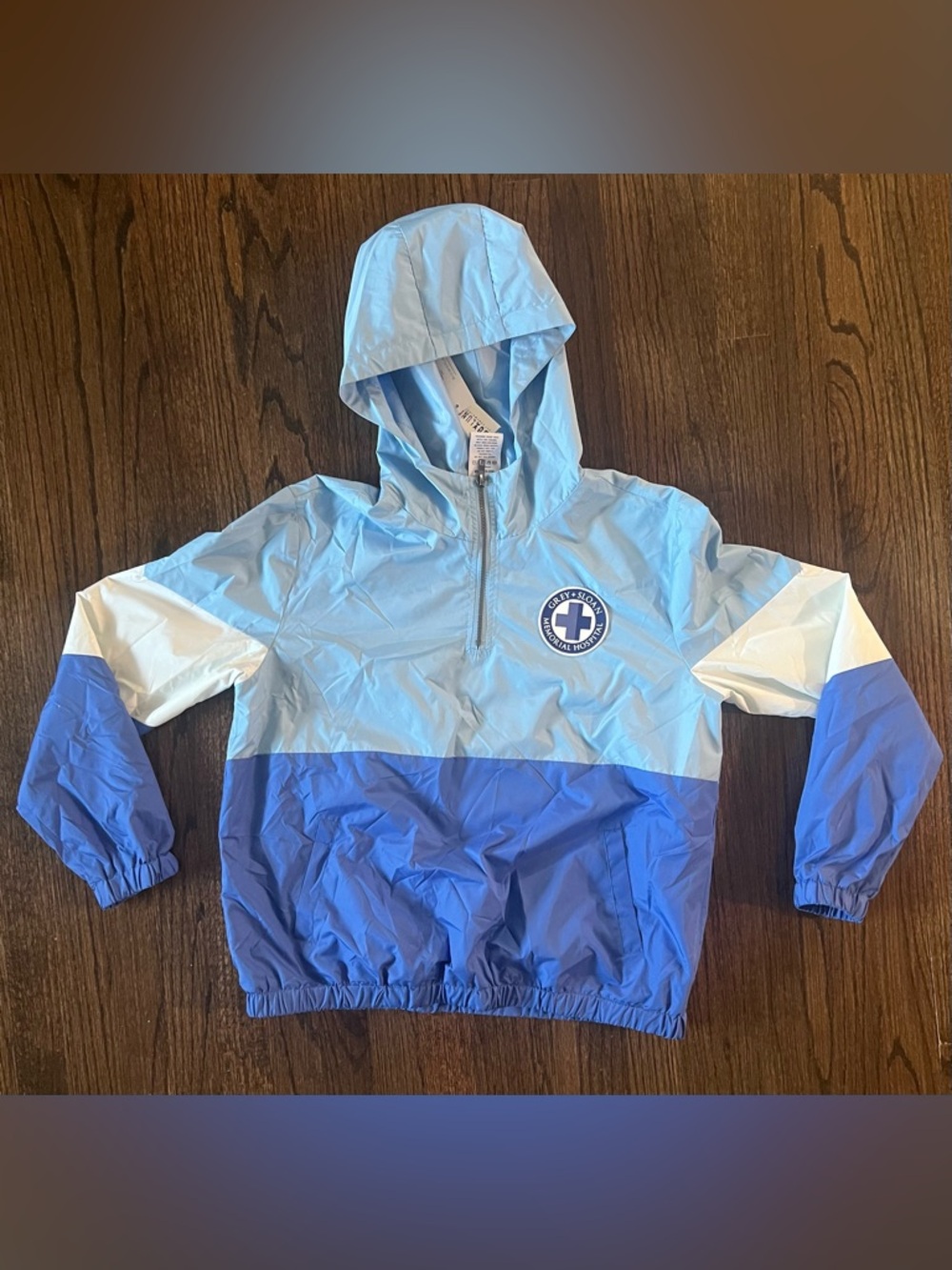 Light Blue & Royal Blue Hooded Windbreaker Pullover Grey’s Anatomy
